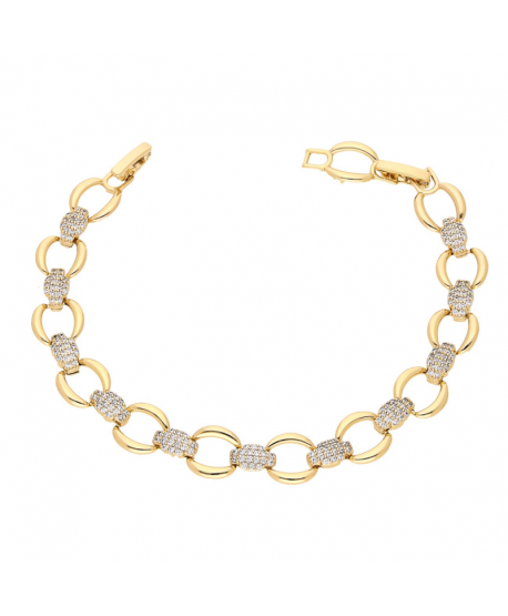 Bransoletka stal pozłacana owale i cyrkonie