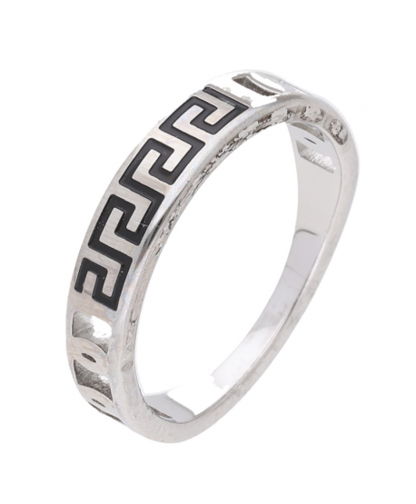 Pierścionek stal srebrny z drogą grecką