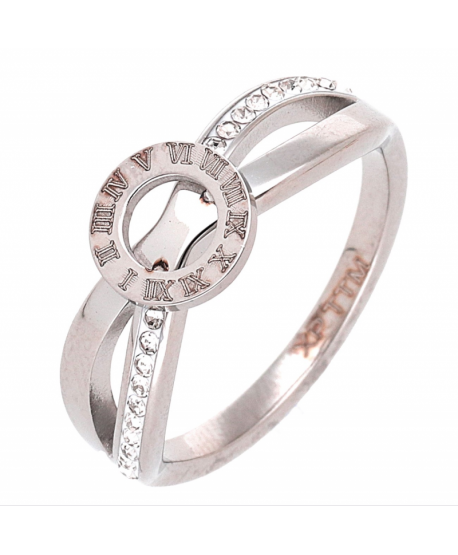 Pierścionek stal srebrny z kółeczkiem z rzymskimi cyframi