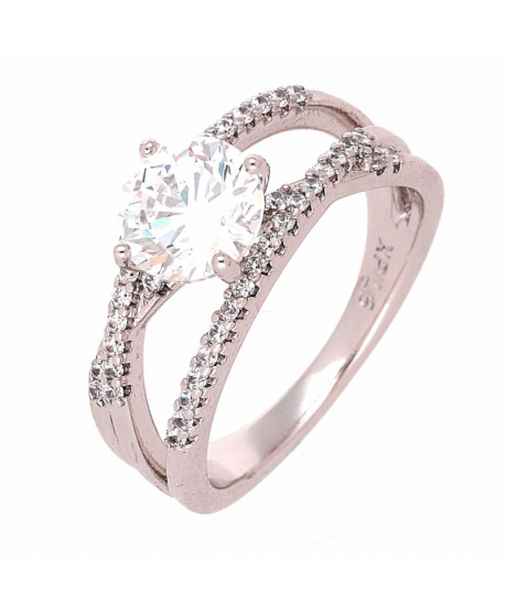 Pierścionek stal srebrny ozdobny zaręczynowy