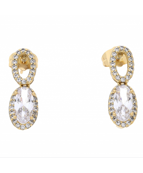 Kolczyki stal wisząca cyrkonia owal