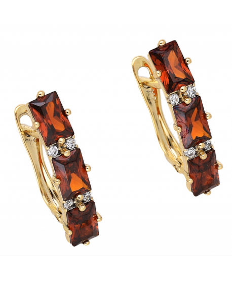 Kolczyki stal podłużne cyrkonie czerwone 2 cm