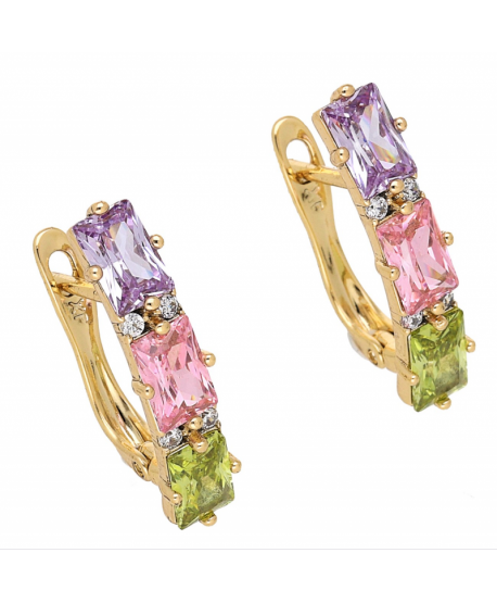 Kolczyki stal podłużne cyrkonie pastelowe 2 cm