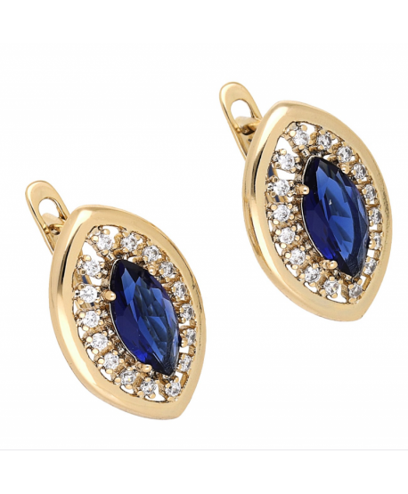 Kolczyki stal łezkowa cyrkonia niebieska 1,8 cm