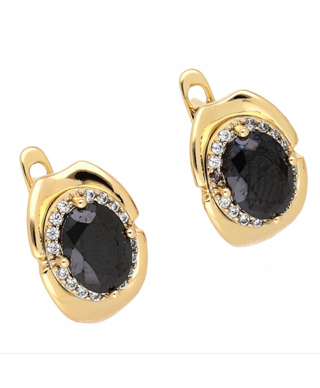 Kolczyki stal owalna cyrkonia czarna 1,8 cm