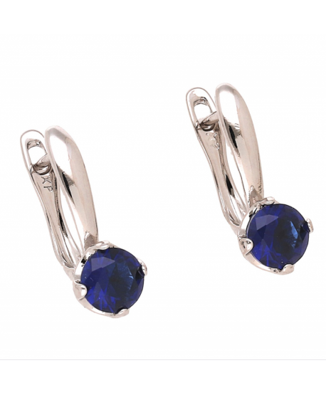 Kolczyki stal srebrne subtelne z granatową cyrkonią 1,8 cm