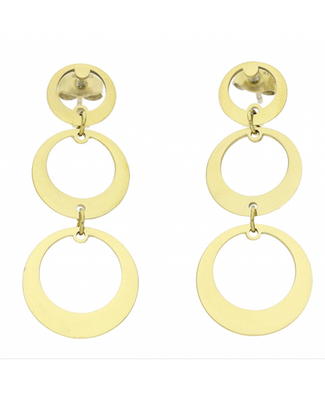 Kolczyki stal wiszące złote kółka