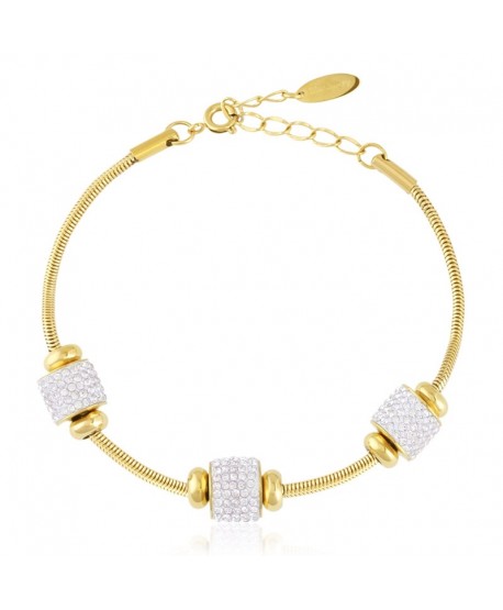 Bransoletka stal modułowa z cyrkoniami