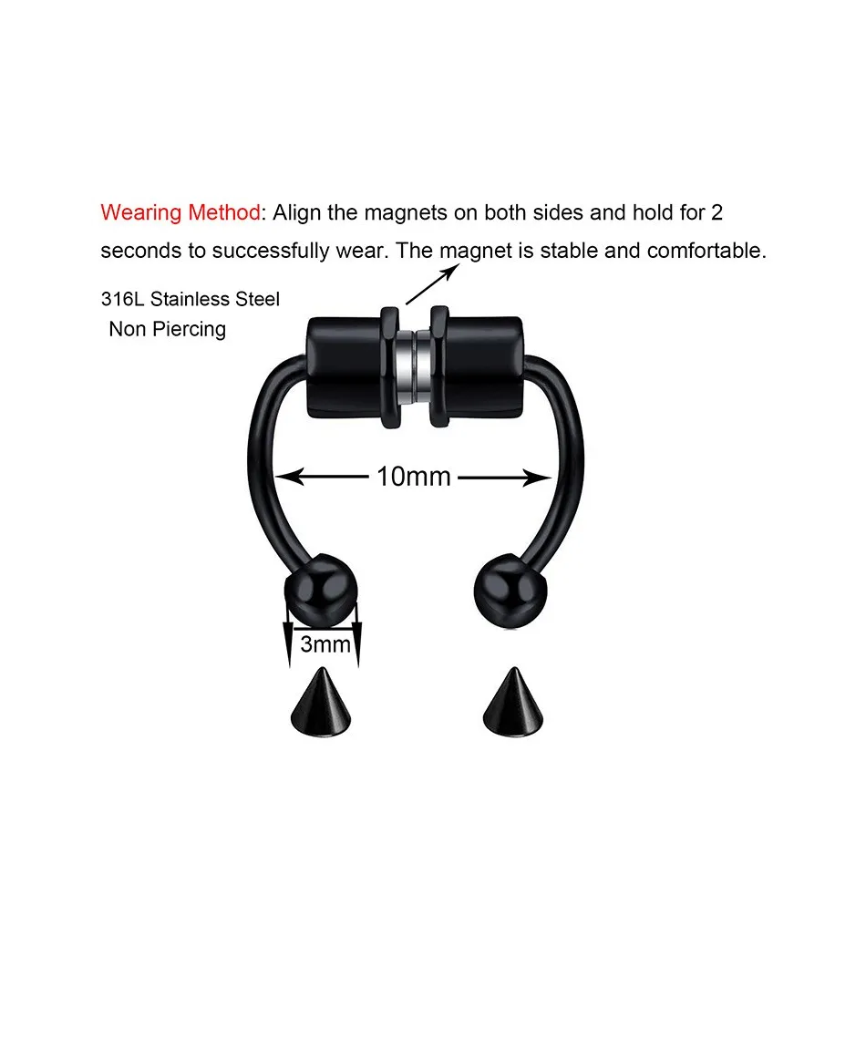 Kolczyk fake sztuczny magnetyczne podkówki