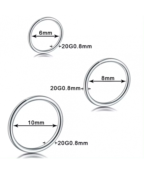 Kolczyki kółeczka do nosa stalowe 0.8*8/10 mm