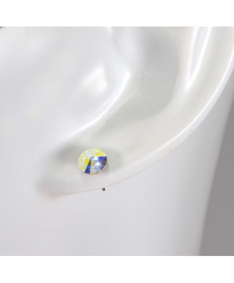 Kolczyki stal chirurgiczna cyrkonia opalizująca Svarowski