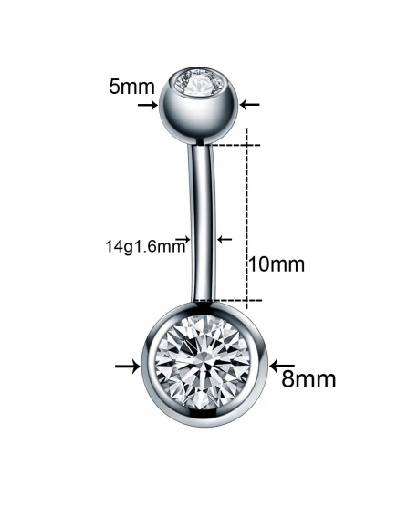 Kolczyki do pępka tytan z cyrkoniami