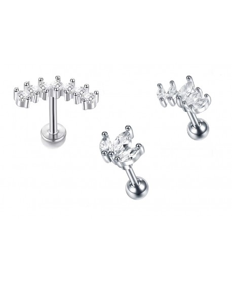 Kolczyki ozdobne labrety tragus helix różne kształty