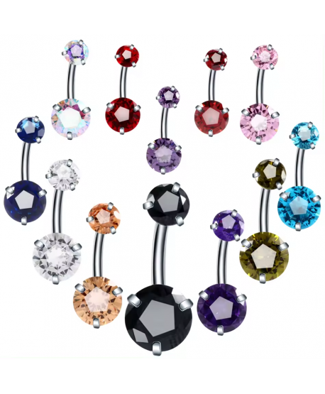 Kolczyki do pępka stal z cyrkoniami