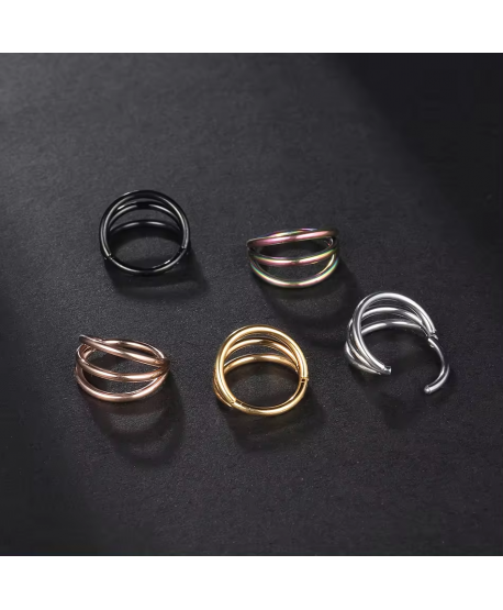 Kolczyki kółeczka clickery potrójne stal