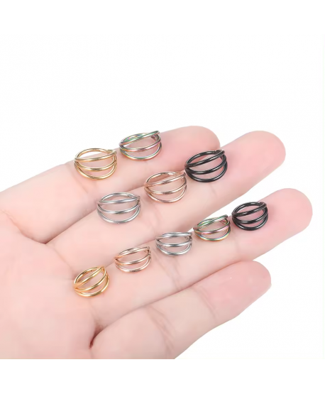 Kolczyki kółeczka clickery potrójne stal