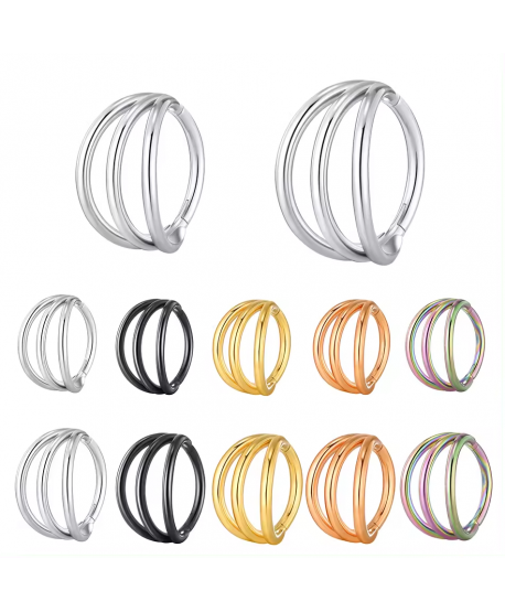 Kolczyki kółeczka clickery potrójne stal