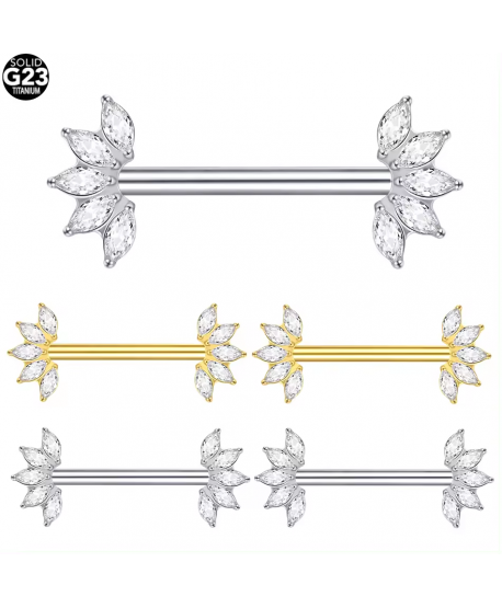 Kolczyki do ciała sutków tytanowe 14 mm z cyrkoniami