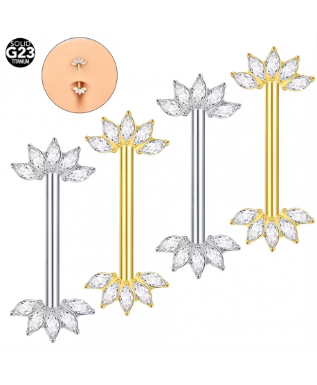 Kolczyki do ciała sutków tytanowe 14 mm z cyrkoniami
