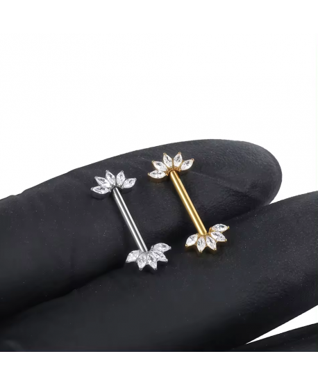 Kolczyki do ciała sutków tytanowe 14 mm z cyrkoniami