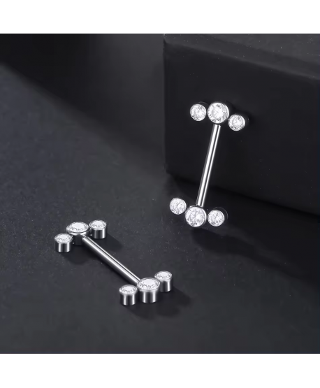 Kolczyki do ciała sutków tytanowe 14 mm z cyrkoniami