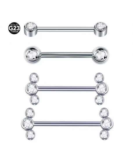 Kolczyki do ciała sutków tytanowe 14 mm z cyrkoniami