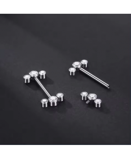 Kolczyki do ciała sutków tytanowe 14 mm z cyrkoniami