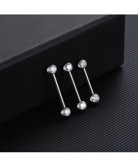 Kolczyki do ciała sutków tytanowe 14 mm z cyrkoniami