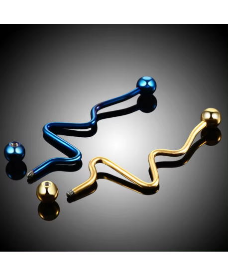 Kolczyki industrial stal z falą 38 mm