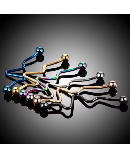 Kolczyki industrial stal z falą 38 mm