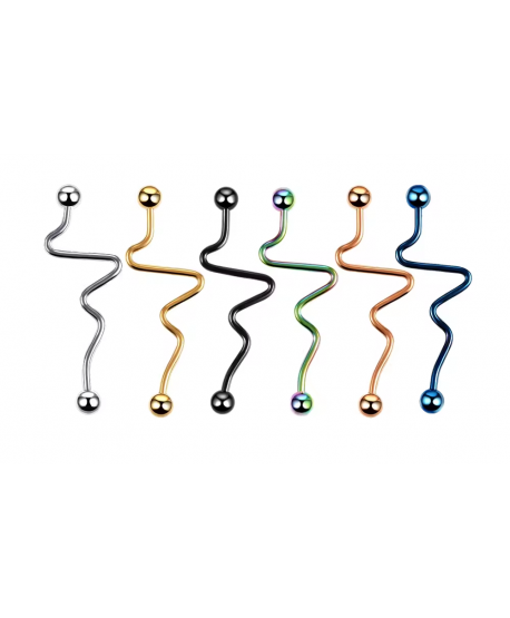 Kolczyki industrial stal z falą 38 mm