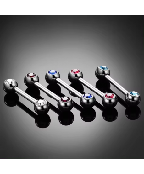 Kolczyki do ciała sutków tytanowe 14 mm z cyrkoniami