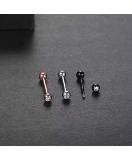 Kolczyki do języka z cyrkonią stal 16 mm