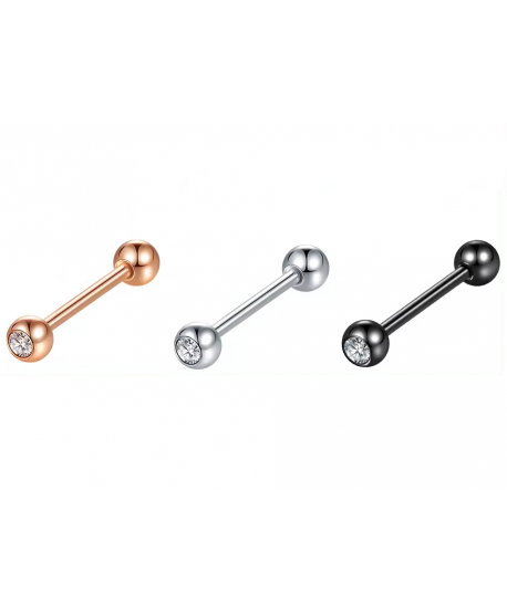 Kolczyki do języka z cyrkonią stal 16 mm
