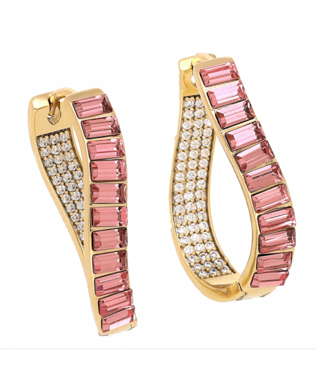 Kolczyki stal różowy kryształ