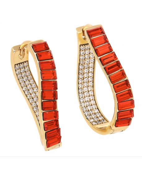 Kolczyki stal czerwony kryształ