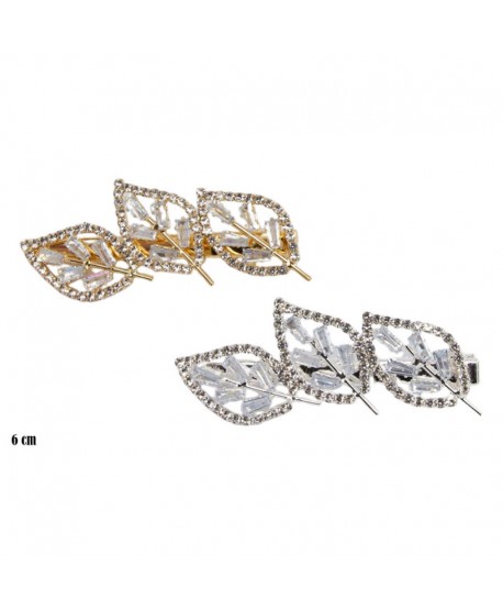 Spinki ozdobne do włosów listki z cyrkoniami