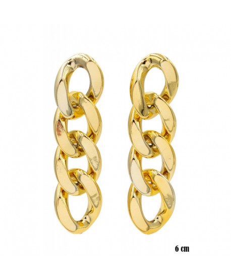 Kolczyki złote łańcuchy plastikowe