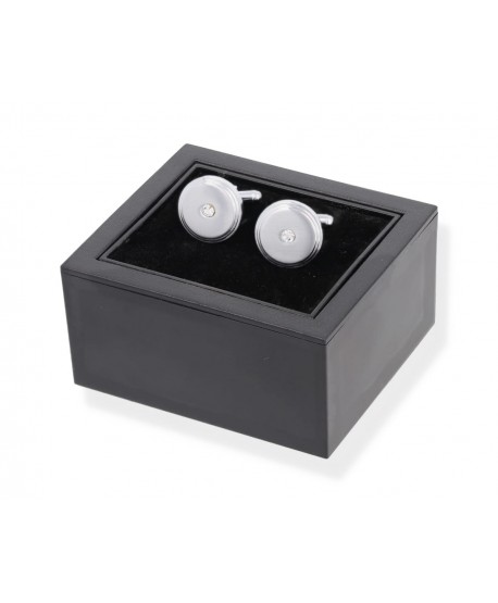 Spinki do mankietów srebrne okrągłe z cyrkonią