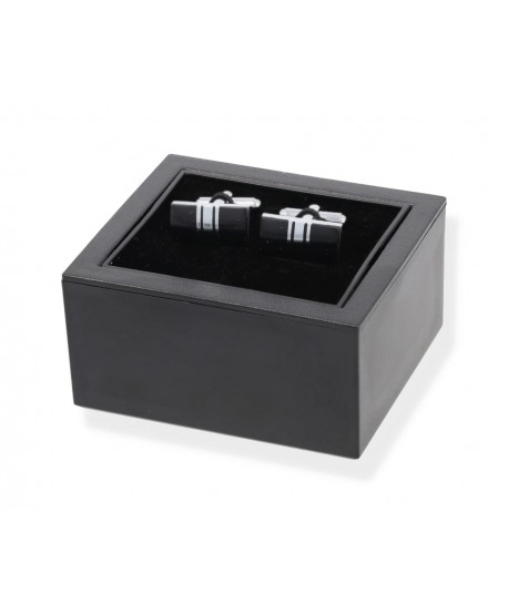 Spinki do mankietów czarne prostokątne