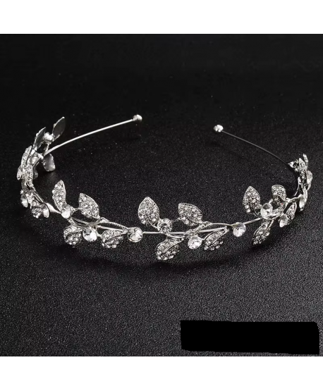 Ozdobna opaska do włosów srebrna z listkami