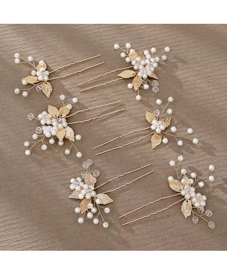 Ozdobne kokówki złote z perełkami i listkami