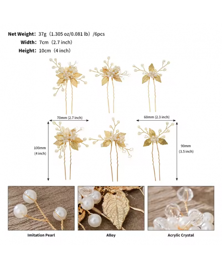 Ozdobne kokówki złote z perełkami i listkami