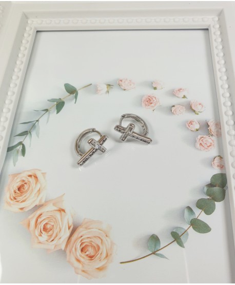 kolczyki stalowe krzyżyki