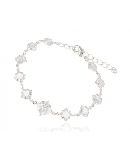 Bransoletka srebrna z cyrkoniami romby