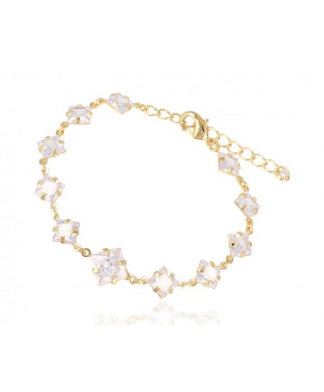 Bransoletka złota z cyrkoniami w kształcie rombu