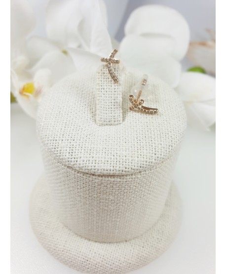 Kolczyki stal złote krzyżyki