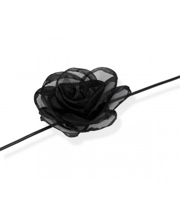 Naszyjnik z czarnym kwiatem wiązany choker