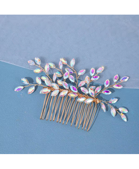 Grzebień ozdobny do włosów złoty opalizujący