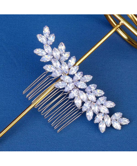 Grzebień ozdobny do włosów srebrny kryształowy